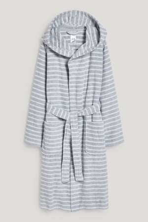 Sous Vêtement C&A Bathrobe With Hood Rayé Fille Grise Clair | KH8713652