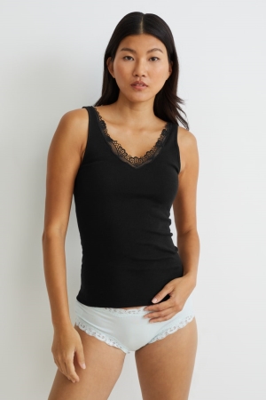 Sous Vêtement C&A Camisole Organic Coton Femme Noir | LQ3254760
