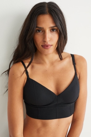 Sous Vêtement C&A Crop Rembourré Seamless- Lycra® Femme Noir | LX3067428