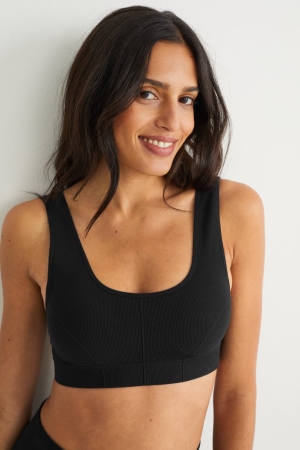 Sous Vêtement C&A Crop Rembourré Seamless- Lycra® Femme Noir | OY6273410