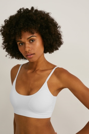 Sous Vêtement C&A Crop Rembourré Seamless- Lycra® Femme Blanche | QN2951480