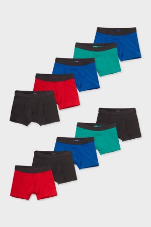 Sous Vêtement C&A Multipack Of 10 Boxer Organic Coton Garcon Rouge Bleu Foncé | JI8204519