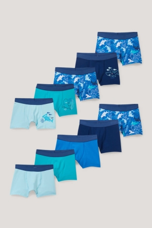 Sous Vêtement C&A Multipack Of 10 Boxer Organic Coton Garcon Bleu Foncé | LZ4761905