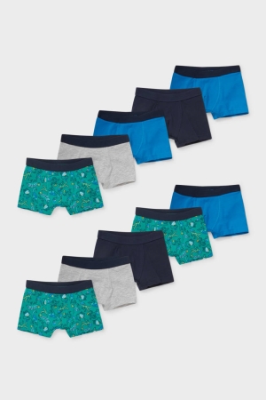 Sous Vêtement C&A Multipack Of 10 Boxer Organic Coton Garcon Bleu Vert Foncé | XI5874639