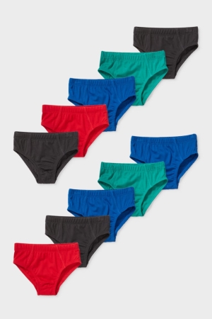 Sous Vêtement C&A Multipack Of 10 Briefs Organic Coton Garcon Rouge Bleu | IF3048195