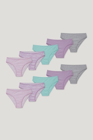 Sous Vêtement C&A Multipack Of 10 Briefs Organic Coton Fille Violette Clair | RF9583276
