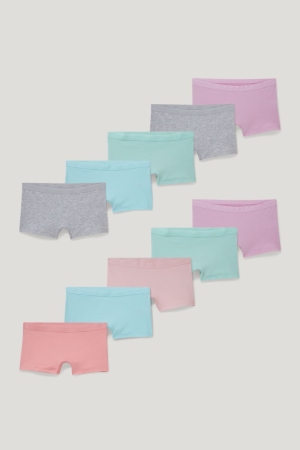 Sous Vêtement C&A Multipack Of 10 Organic Coton Fille Rose Turquoise | BJ6235708