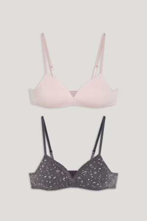 Sous Vêtement C&A Multipack Of 2 Bra Rembourré Fille Grise Foncé | WN4587691
