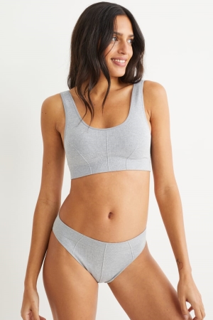 Sous Vêtement C&A Multipack Of 2 Briefs Seamless Lycra® Femme Grise | PN5741290