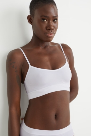 Sous Vêtement C&A Multipack Of 2 Crop Seamless Lycra® Femme Blanche | VF0512436