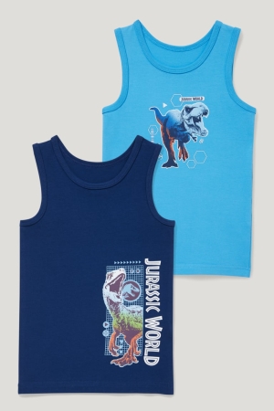 Sous Vêtement C&A Multipack Of 2 Jurassic World Vest Organic Coton Garcon Bleu Bleu Clair | ID0453826