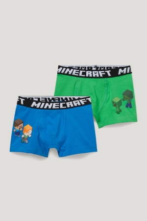 Sous Vêtement C&A Multipack Of 2 Minecraft Boxer Organic Coton Garcon Bleu | HS2845903
