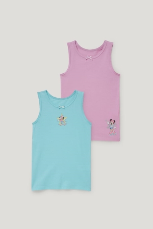 Sous Vêtement C&A Multipack Of 2 Minnie Mouse Vest Organic Coton Fille Rose Turquoise | FY2709483