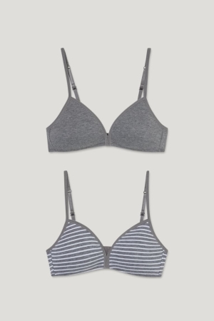 Sous Vêtement C&A Multipack Of 2 Non-wired Bra Rembourré Organic Coton Fille Grise | IJ7630285