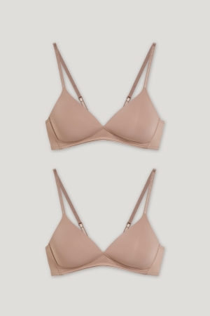 Sous Vêtement C&A Multipack Of 2 Non-wired Bra Rembourré Lycra® Femme Marron Clair | RC4732981