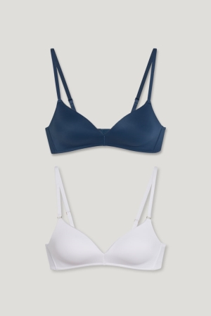 Sous Vêtement C&A Multipack Of 2 Non-wired Bra Rembourré Lycra® Femme Blanche | RY5043782