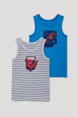 Sous Vêtement C&A Multipack Of 2 Spider-man Vest Organic Coton Garcon Grise | OS8249015