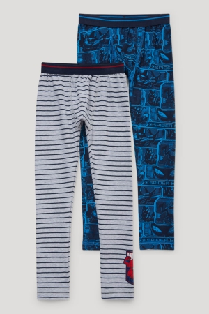Sous Vêtement C&A Multipack Of 2 Spider-man Long Pants Organic Coton Garcon Grise Bleu Foncé | YF7548392
