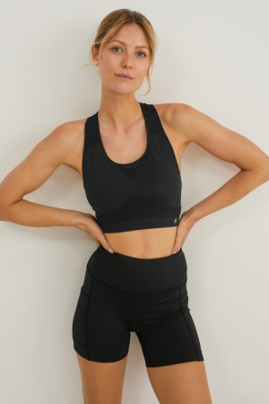 Sous Vêtement C&A Multipack Of 2 Sports Bra Rembourré Recycled Femme Noir | DB0135927