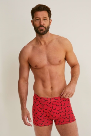 Sous Vêtement C&A Multipack Of 2 Trunks Organic Coton Lycra® Homme Rouge Noir | GS4918350