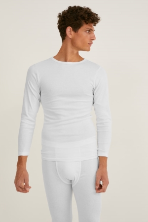 Sous Vêtement C&A Multipack Of 2 Vest Mince Rib Organic Coton Homme Blanche | GO9501832