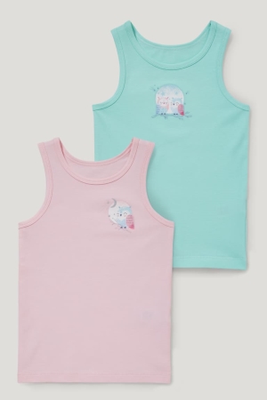 Sous Vêtement C&A Multipack Of 2 Vest Organic Coton Fille Rose | BC7625083