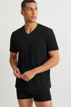 Sous Vêtement C&A Multipack Of 2 Vest Organic Coton Homme Noir | HY2538490