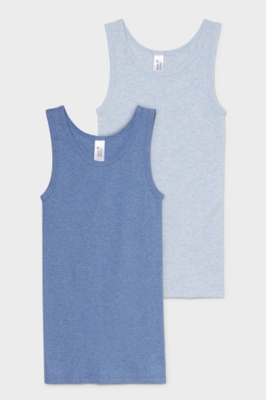 Sous Vêtement C&A Multipack Of 2 Vest Organic Coton Fille Bleu Clair | IA8097632