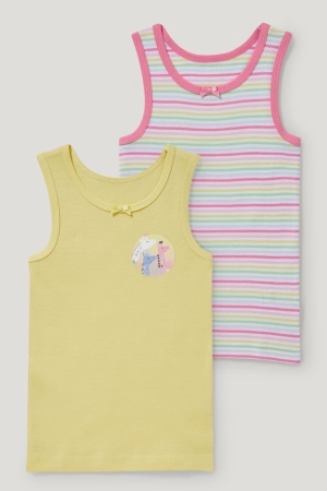 Sous Vêtement C&A Multipack Of 2 Vest Organic Coton Fille Jaune Clair | IQ5309674
