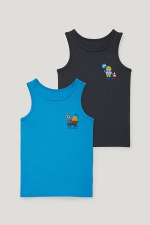 Sous Vêtement C&A Multipack Of 2 Vest Organic Coton Garcon Bleu Foncé | NE4302869