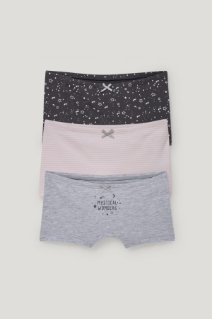 Sous Vêtement C&A Multipack Of 3 Boxer Organic Coton Fille Grise | OU2843096