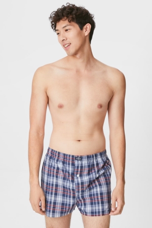 Sous Vêtement C&A Multipack Of 3 Boxer Woven Organic Coton Homme Bleu Foncé | KA5724809