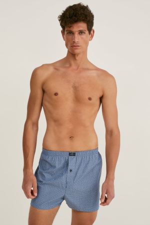 Sous Vêtement C&A Multipack Of 3 Boxer Woven Organic Coton Homme Bleu Foncé | XO2391560