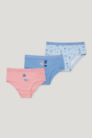Sous Vêtement C&A Multipack Of 3 Briefs Organic Coton Fille Bleu Clair | BG3967240