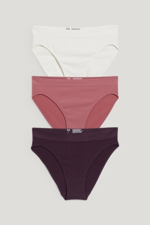 Sous Vêtement C&A Multipack Of 3 Briefs Seamless Lycra® Femme Violette | GR3261079