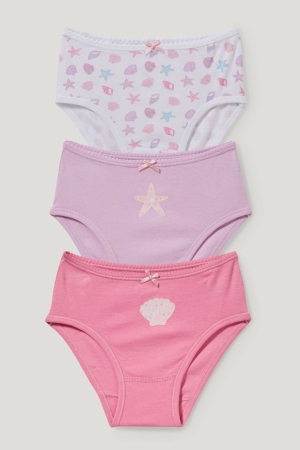 Sous Vêtement C&A Multipack Of 3 Briefs Organic Coton Fille Rose | JA1803649