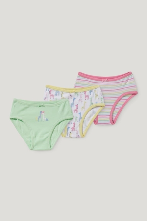 Sous Vêtement C&A Multipack Of 3 Briefs Organic Coton Fille Vert Clair | OX2659041
