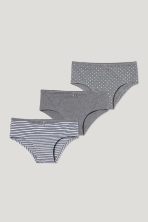 Sous Vêtement C&A Multipack Of 3 Briefs Organic Coton Fille Grise | TQ3065829