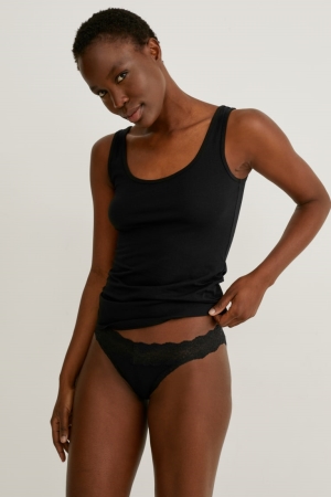Sous Vêtement C&A Multipack Of 3 Briefs Organic Coton Femme Noir | WT7835624