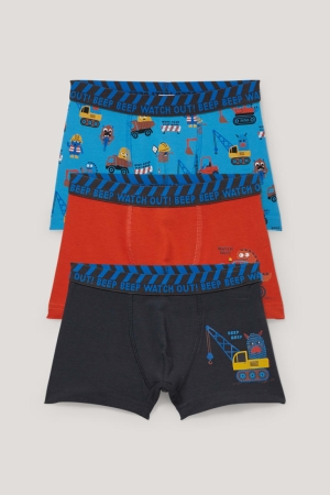 Sous Vêtement C&A Multipack Of 3 Digger Boxer Organic Coton Garcon Bleu Foncé | NU2684730
