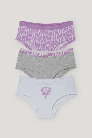 Sous Vêtement C&A Multipack Of 3 Hipster Briefs With Organic Coton Fille Grise Clair | OP8593420