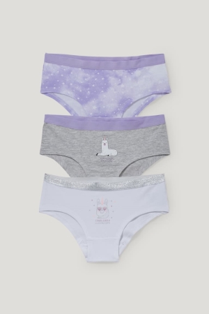 Sous Vêtement C&A Multipack Of 3 Hipster Briefs Organic Coton Fille Violette Clair | UC2678504