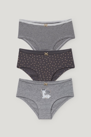 Sous Vêtement C&A Multipack Of 3 Hipster Briefs Organic Coton Fille Grise | YQ9350712