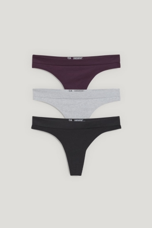 Sous Vêtement C&A Multipack Of 3 Lanières Seamless Lycra® Femme Noir | DP5304612