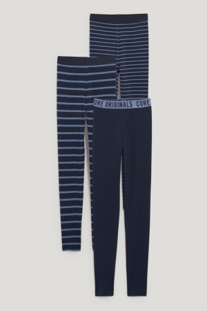 Sous Vêtement C&A Multipack Of 3 Long Pants Organic Coton Garcon Bleu Foncé | CV7836452