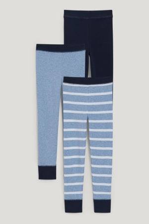 Sous Vêtement C&A Multipack Of 3 Long Pants Organic Coton Garcon Bleu Foncé | GM0964258