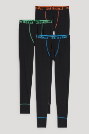 Sous Vêtement C&A Multipack Of 3 Long Pants Organic Coton Garcon Noir | NA9763480