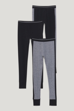 Sous Vêtement C&A Multipack Of 3 Long Pants With Organic Coton Garcon Noir | WJ7062981