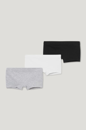 Sous Vêtement C&A Multipack Of 3 Organic Coton Fille Blanche Noir | QG8640915