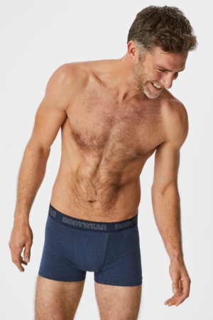 Sous Vêtement C&A Multipack Of 3 Trunks Organic Coton Lycra® Homme Bleu Foncé | BC9523601